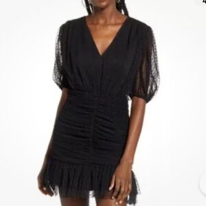 NWT Endless Rose Swiss Dot Ruched Mini Dress